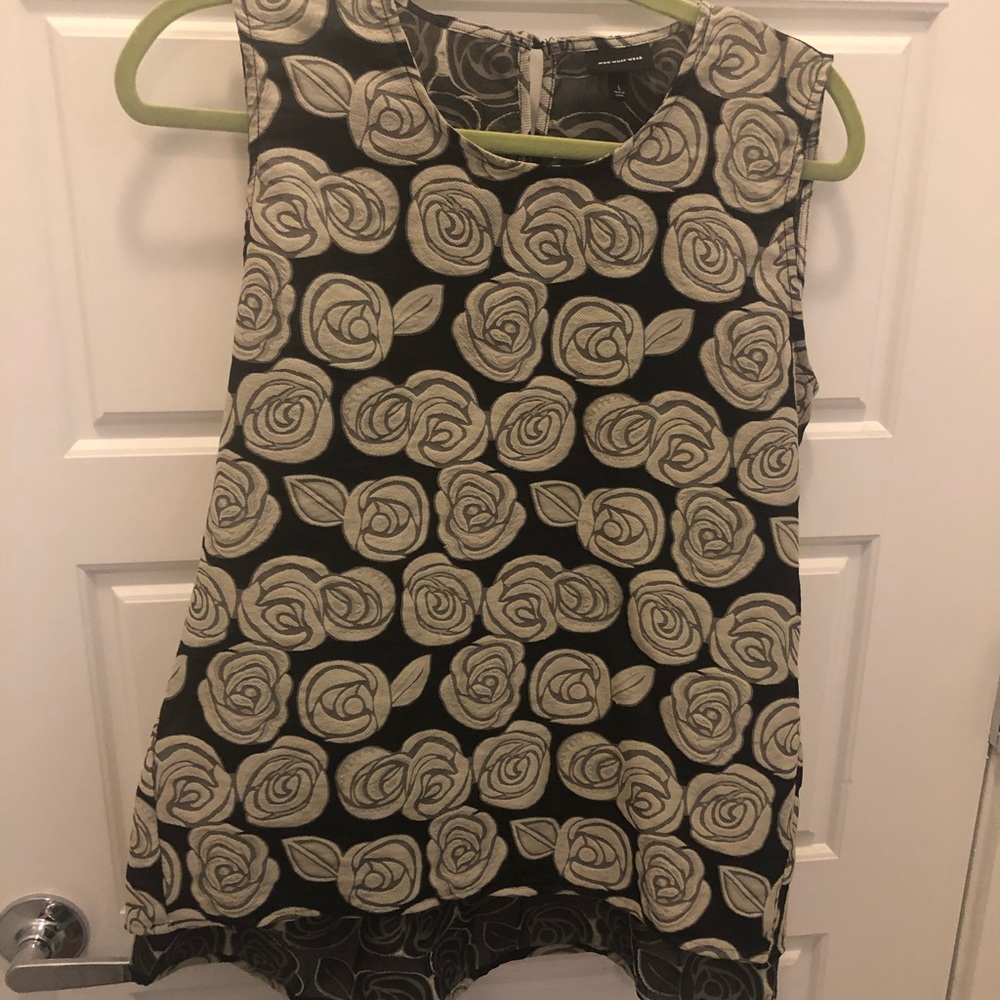 Floral design tank blouse, longer peplum back